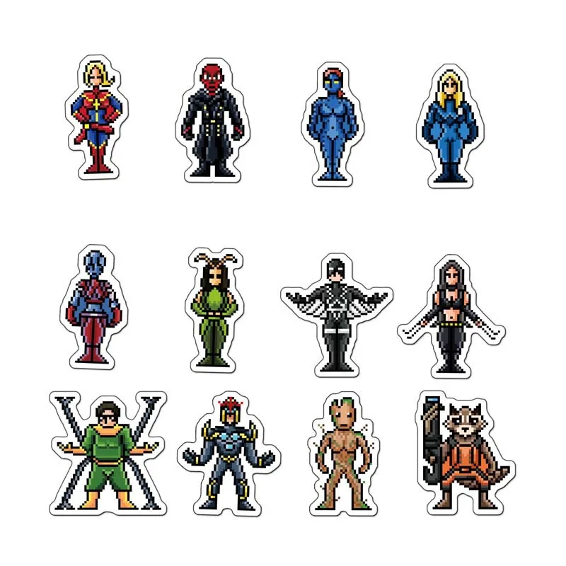 64 шт. Disney Marvel x с рисунком Железный человек Халк пикселей стикеры Мстители