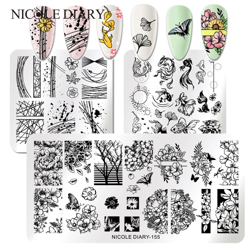 Трафареты NICOLE DIARY для стемпинга ногтей пластины из нержавеющей стали с