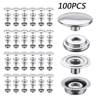 100x stainless steel snap fastener kit press stud button for marine boat canvas leather craft repair fastener accessories 15mm