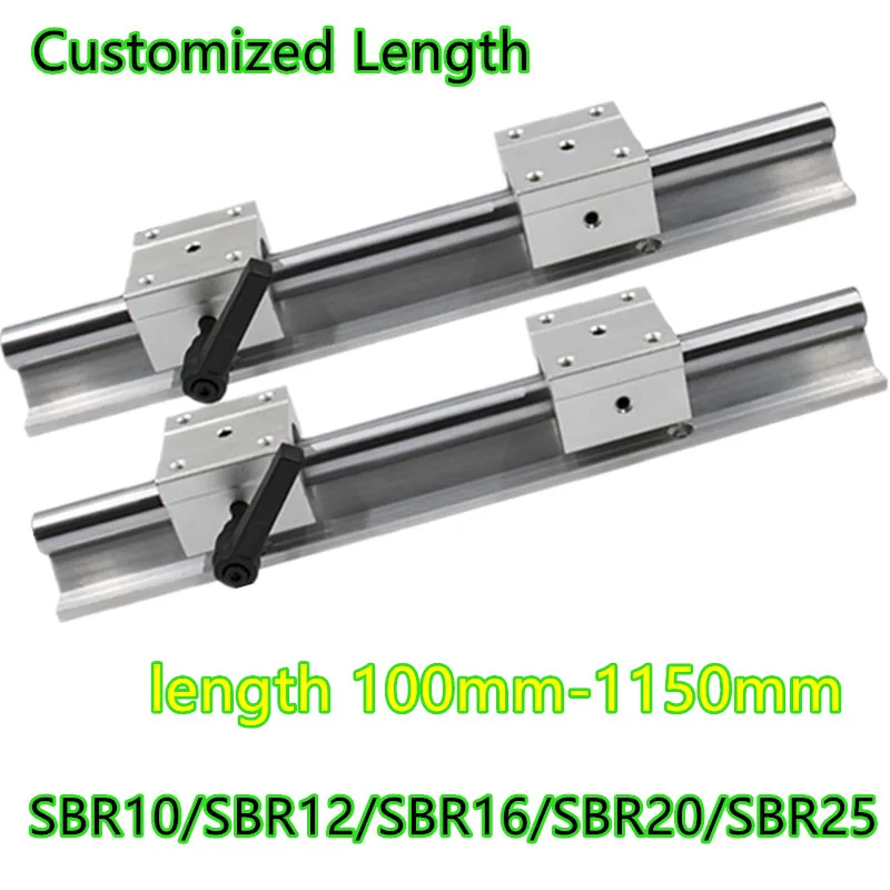 2 sbr10 sbr12 sbr16 sbr20 sbr25 20 мм линейный вал направляющий рельс направляющей+ 4 подшипник скольжения блок SBR10UU SBR12UU SBR16UU SBR20UU ЧПУ части