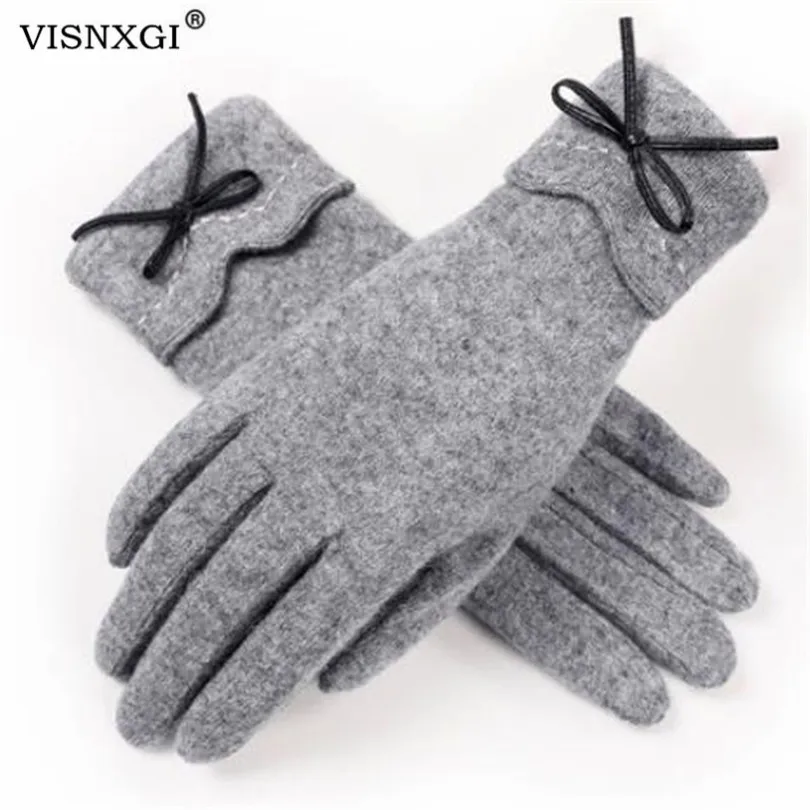 Женские зимние перчатки VISNXGI Модные осенние милые с бантиком и кружевными