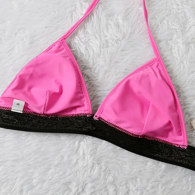 

2021 New Split Swimsuit Swimwear Letter Lace Halter Triangle Bikini Casual Home Summer Beachwear XL
