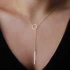 Романтическое ожерелье для женщин, аксессуары, горячая мода, металлическая цепочка с покрытием, Круглый Лариат, длинное ожерелье с подвеской в полоску