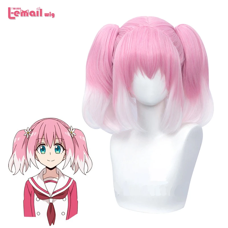 

L-email wig Talentless Nana Hiiragi Cosplay Wig Gradient Pink Wigs with Twin Ponytails Heat Resistant Synthetic Hair Halloween