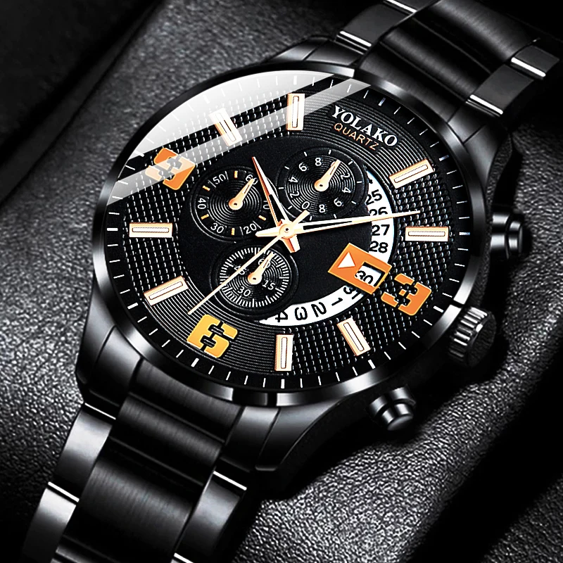 relogio masculino Mens Fashion Business Watches Men Business Casual Stainless Steel Quartz Watch Man Calendar Clock montre homme