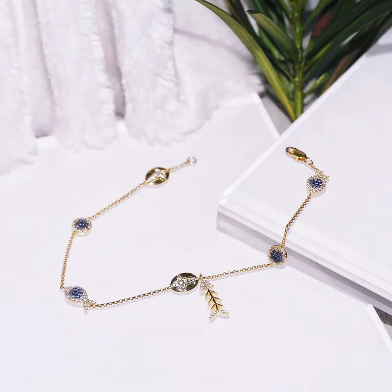 

Small fish Anklet 925 Sterling Silver micro inlaid zircon exquisite fashion personality elegant high-end women's model