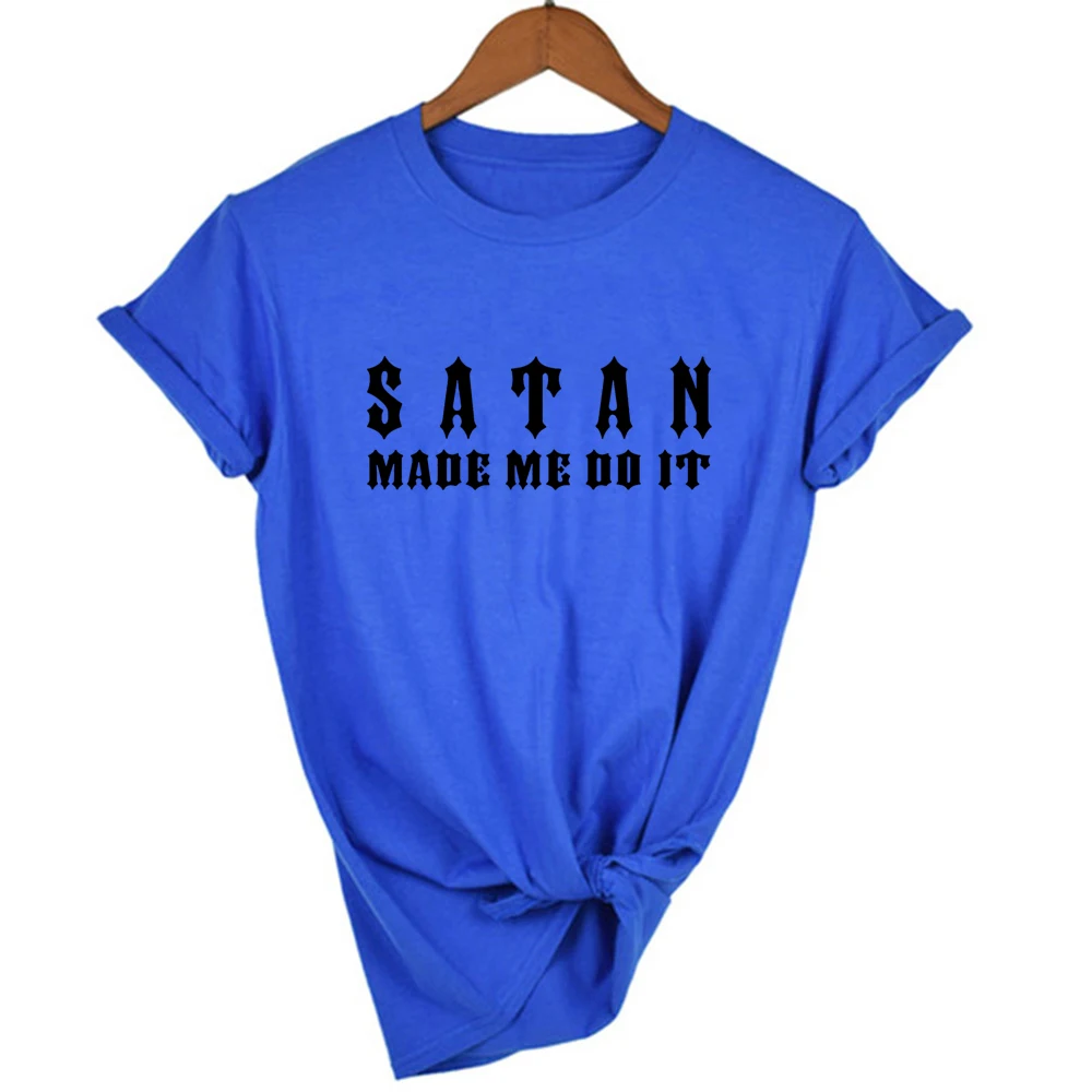 Женская футболка с надписью Satan Made Me Do It в стиле хип хоп панк готика размеры 90s