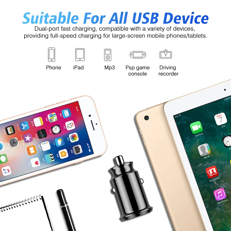 ANMONE Мини Быстрый двойной Переходник USB для зарядки в машине 3.1A быстрая зарядка автомобильное зарядное устройство для планшета мобильного телефона автомобильное зарядное устройство