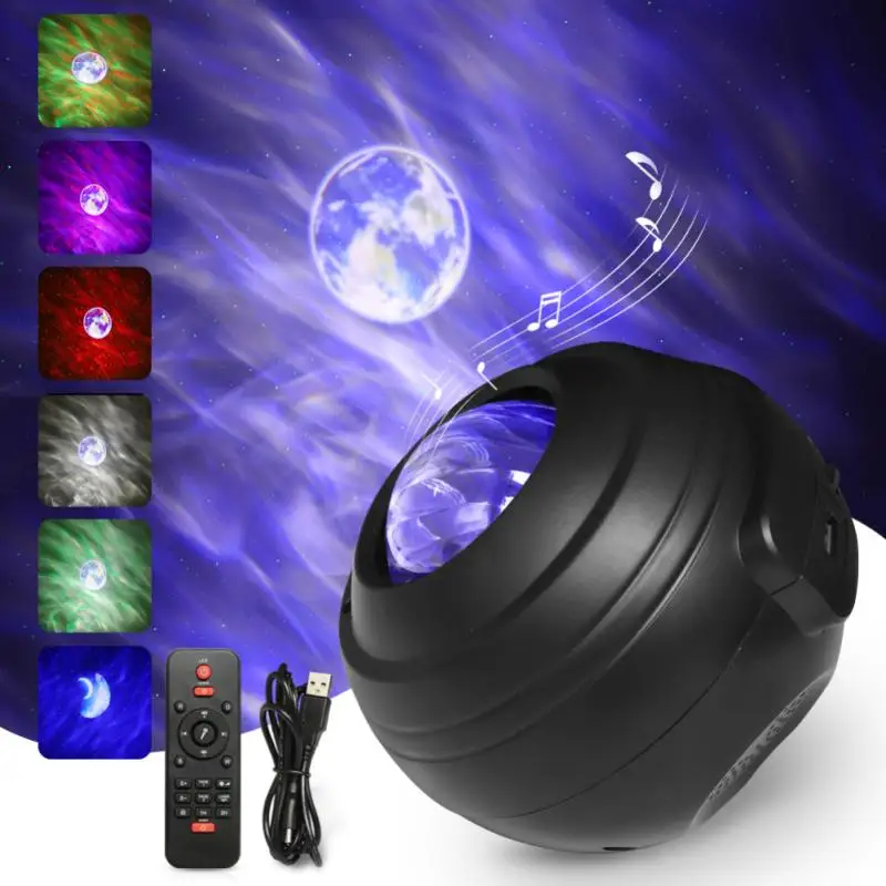 

LED Star Northern Lights Wave Projector Night Light Planet Sky Projector Night Lamp With Music Player Romantic Projection Lamp