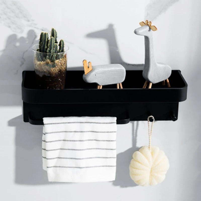 

Shelf Towel Rack Free Punching Bathroom Pendant Wall Hanging Dressing Table Hook Toilet Storage Rack Anti-Rust