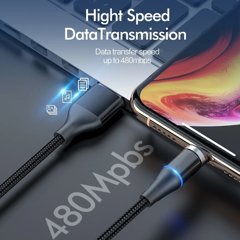 5A Супербыстрая зарядка магнитный кабель Micro Usb Type C телефон светодиодный свет 1M 2M Зарядка для Xiaomi Redmi Samsung Huawei on.