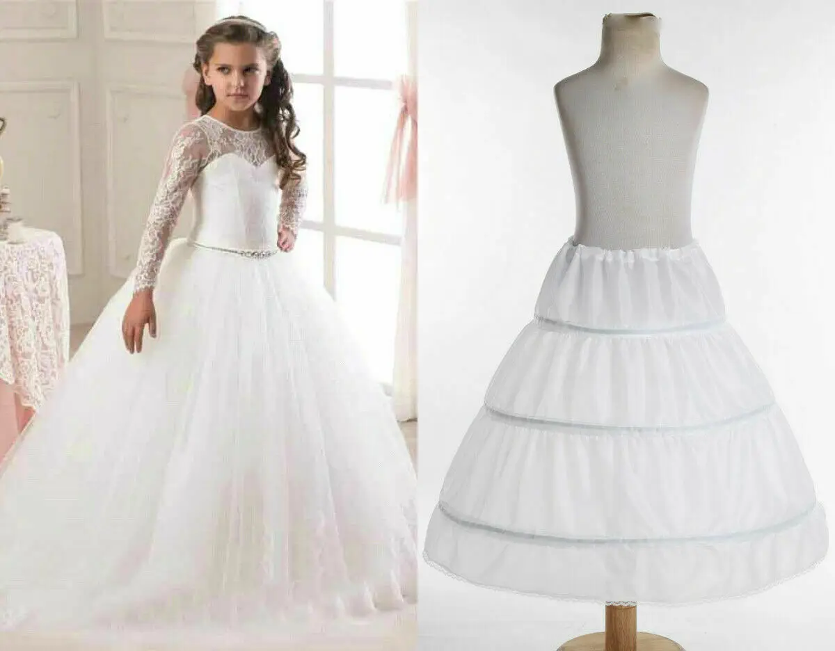 

A-line 3 Hoops Wedding Flower Girl Underskirt Petticoat Kids Crinoline