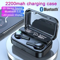 tws bluetooth earphones wireless headphon 2200mah charging box sports waterproof digital display earbuds headsets with microphon
