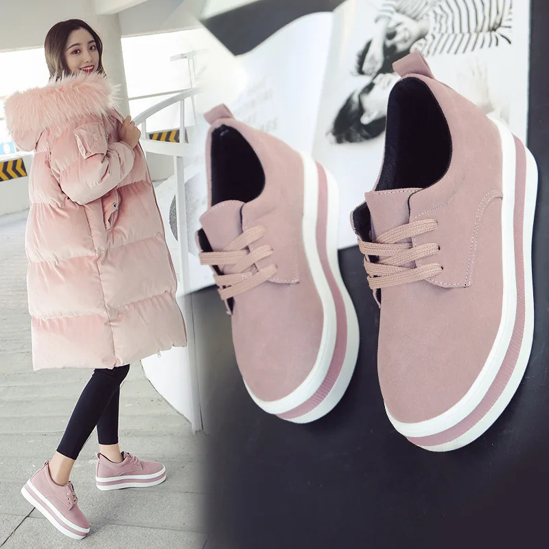 

25 women flats sneakers shoes spring moccasin Fashion creepers shoes lady loafers Ladies Slip On 5CM platform Shoes korean style