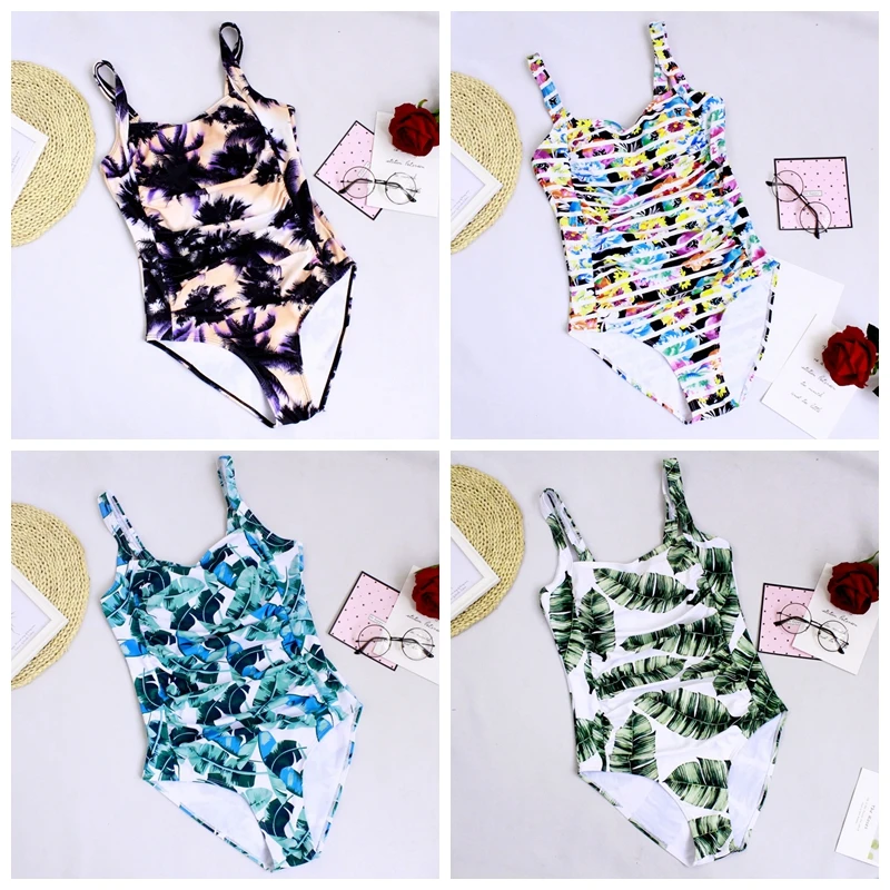 

2020 Sexy Black One Piece Swimsuit Vintage Big Size Swimwear Women Ruched Tummy Control Monokini BathingSuit Beach Plus Size 3XL