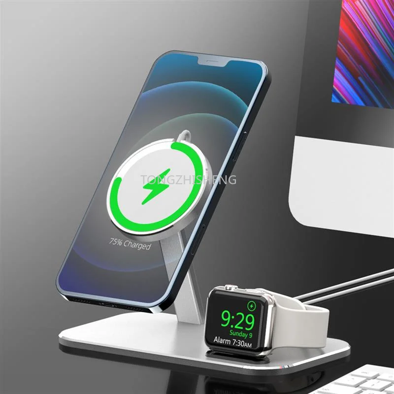 

For Magsafe Charger Wireless Charging Station For iWatch 2 in 1 Magnetic Fast Charging Phone Holder For iPhone 12 Pro Max Mini
