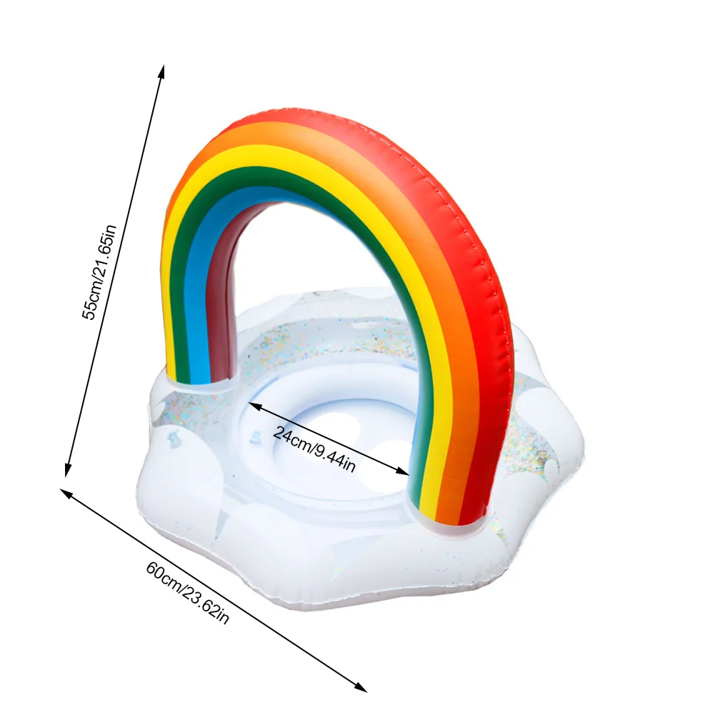 

Rainbow Swimming Ring Pool Float Baby Seat Safety Swim Training Inflatable Circle For Kids Summer Beach Party Pool Toys