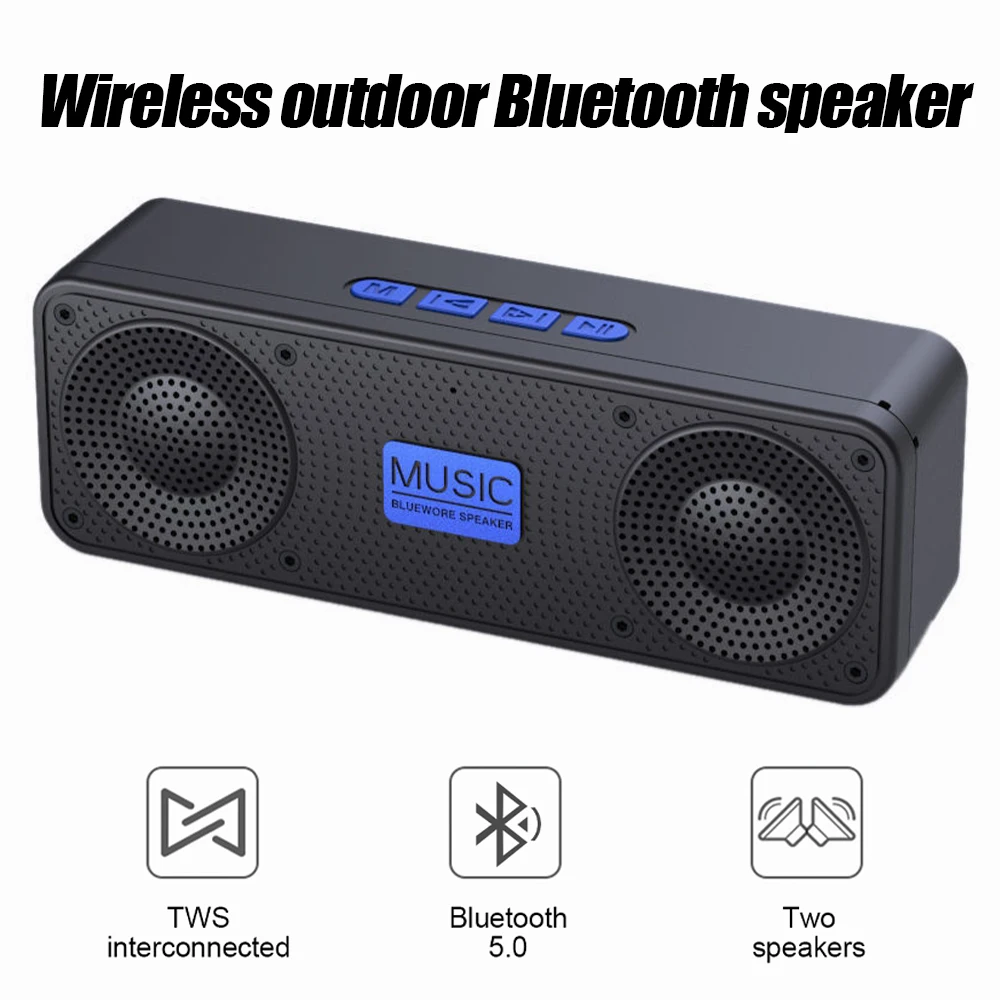 

Bluetooth Speaker BT 5.0 Stereo Sound 1200mAh 10H Music Time Built-in Mic Portable Wireless Speaker for Home Party