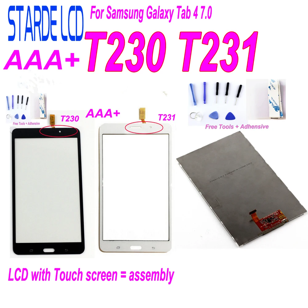 STARDE ЖК-дисплей для Samsung Galaxy Tab 4 7 0 дюймов T230 SM-T230 T231 SM-T231 сенсорный экран дигитайзер