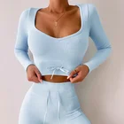 Женские соблазнительные комплекты для йоги, спортивные костюмы из 2 предметов, энергетические бесшовные костюмы, спортивные комплекты карамельных цветов с завязками на бедрах, леггинсы с пуш-ап + укороченные топы