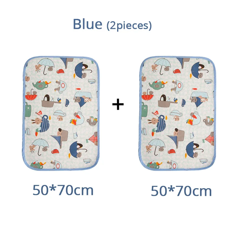 M 50x70cmBlue2pieces Пеленальный Коврик для младенцев, моющийся Водонепроницаемый Матрас С мультипликационным принтом, пеленальный коврик, коврики, подушка, многоразовые пеленки - Цвет: M 50x70cmBlue2pieces