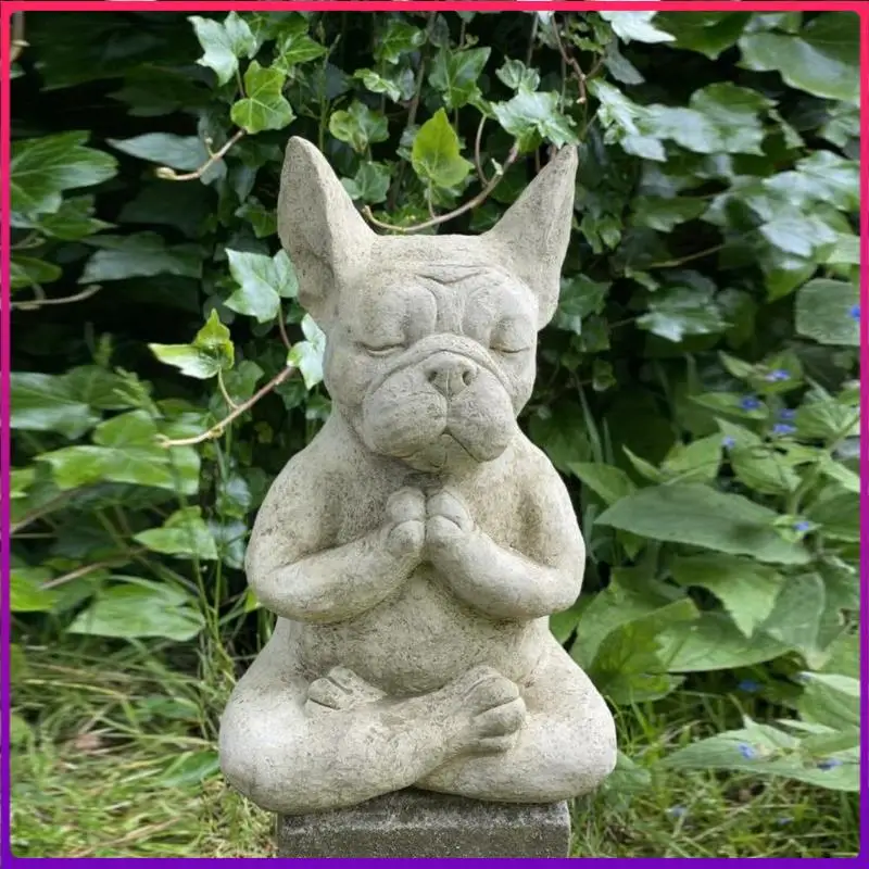 

New Meditation Bulldog Statue Resin Dog Sculpture Animal Yoga Statue For Office Home Decor Garden Decoration Outdoor Jardin