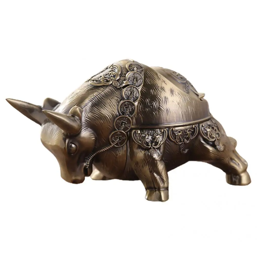 

2 Colors Practical Bull Shape Metal Ashtray Portable Ashtray Retro for Hotel