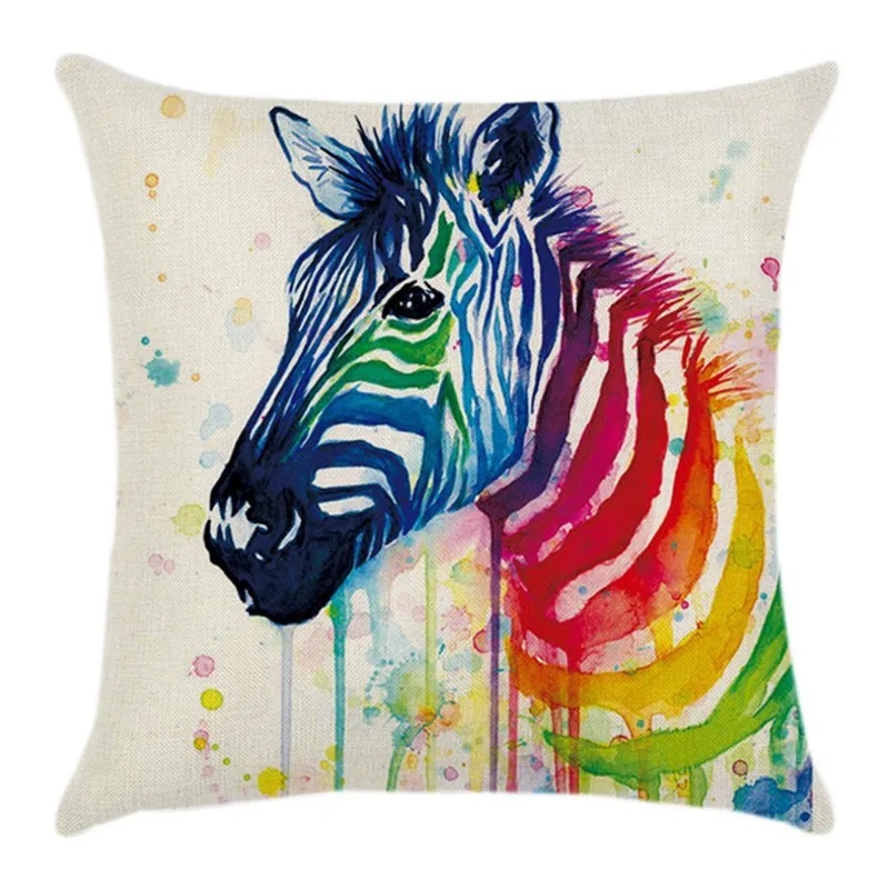 Наволочка из хлопка и льна с изображением головы зебры животных наволочка для