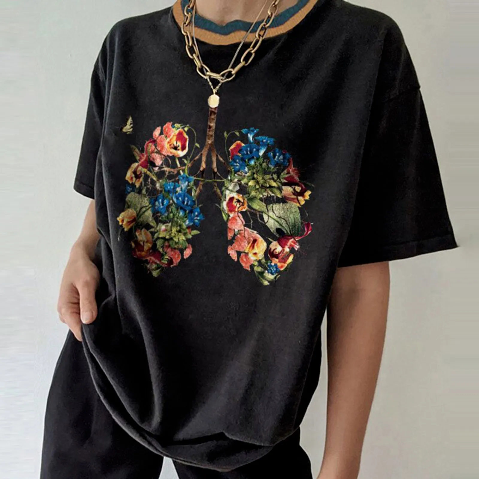 

Женская летняя футболка в винтажном стиле с короткими рукавами, с принтом Цвет сплошного ежедневно топы, блузки с коротким рукавом Уличная ...