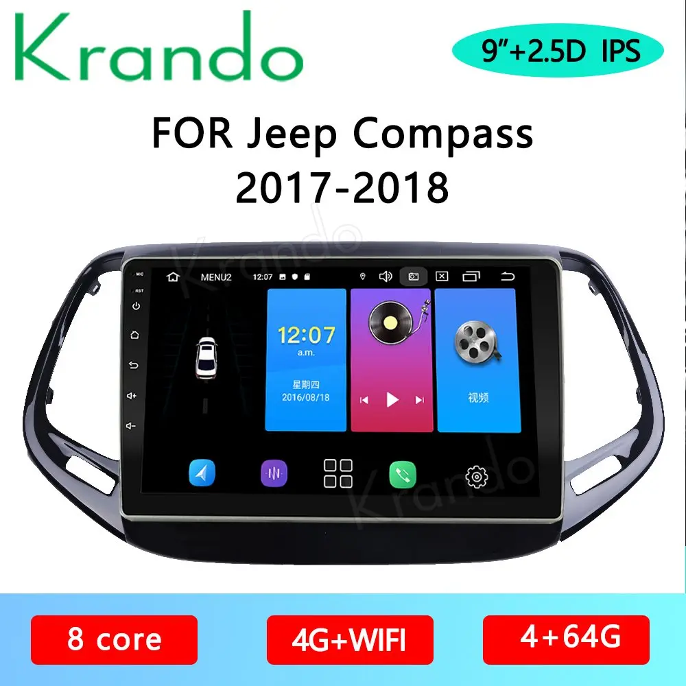 Krando Android 10 0 4G 64G 9 &quotдля Jeep Compass 2017 2018 автомобильный Радио плеер Gps навигация