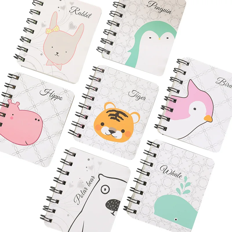 

Cartoon animals coil notebook student mini pocket notebook portable a7 notepad blank notebook English vocabulary notebook