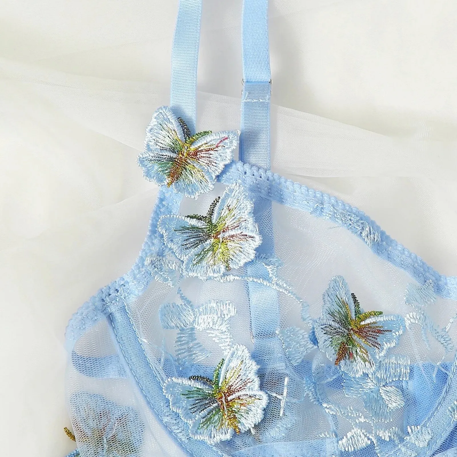 Сексуальное женское белье набор Для женщин Соблазнительные кружевные голубые