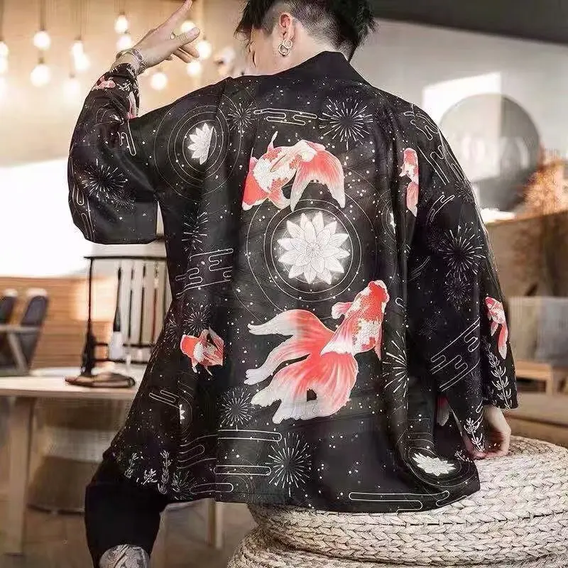 Yukata женский Кимоно Кардиган для мужчин традиционное японское кимоно унисекс