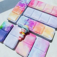 2452 grids starry empty palette painting storage iron tins paint tray box with half pans for watercoloroil acrylic paints