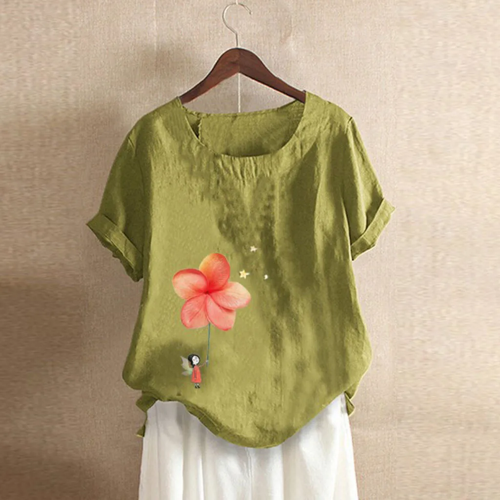 Женская рубашка женская Повседневная Блузка с цветочным принтом коротким