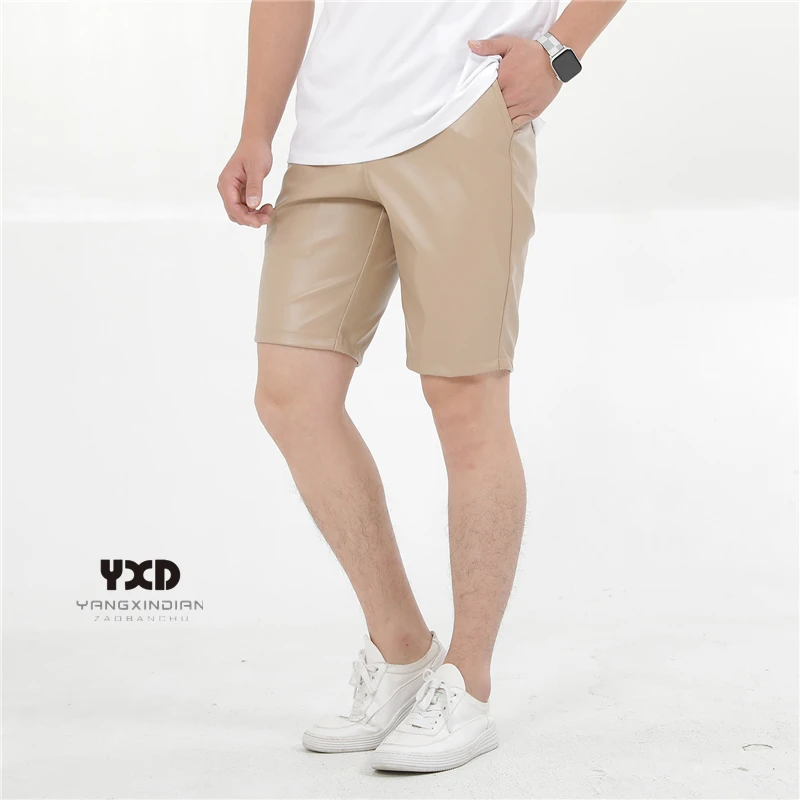 Summer Leather Shorts Men Fashion Brand Boardshorts Male Casual Shorts Comfortable Plus Size Mens Elastic Outerwear Khaki Shorts
