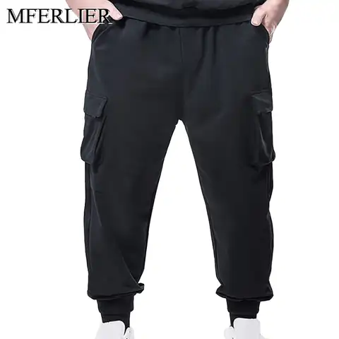 Весенне-осенние мужские Штаны 7XL Вес 140 кг 5XL 6XL длинные Штаны черный цвет, для мужчин цвета