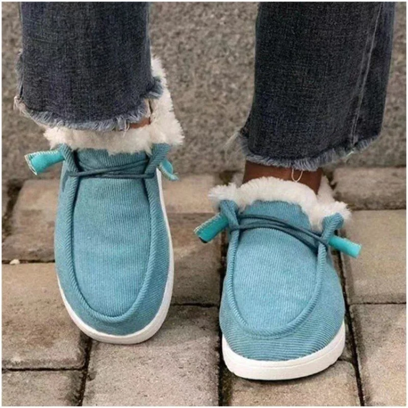 

2021 Winter Women's Boots Plus Velvet Thickening Flat Bottom Women's Shoes Fashion Casual Ladies Snow Boots Women Cotton Shoes