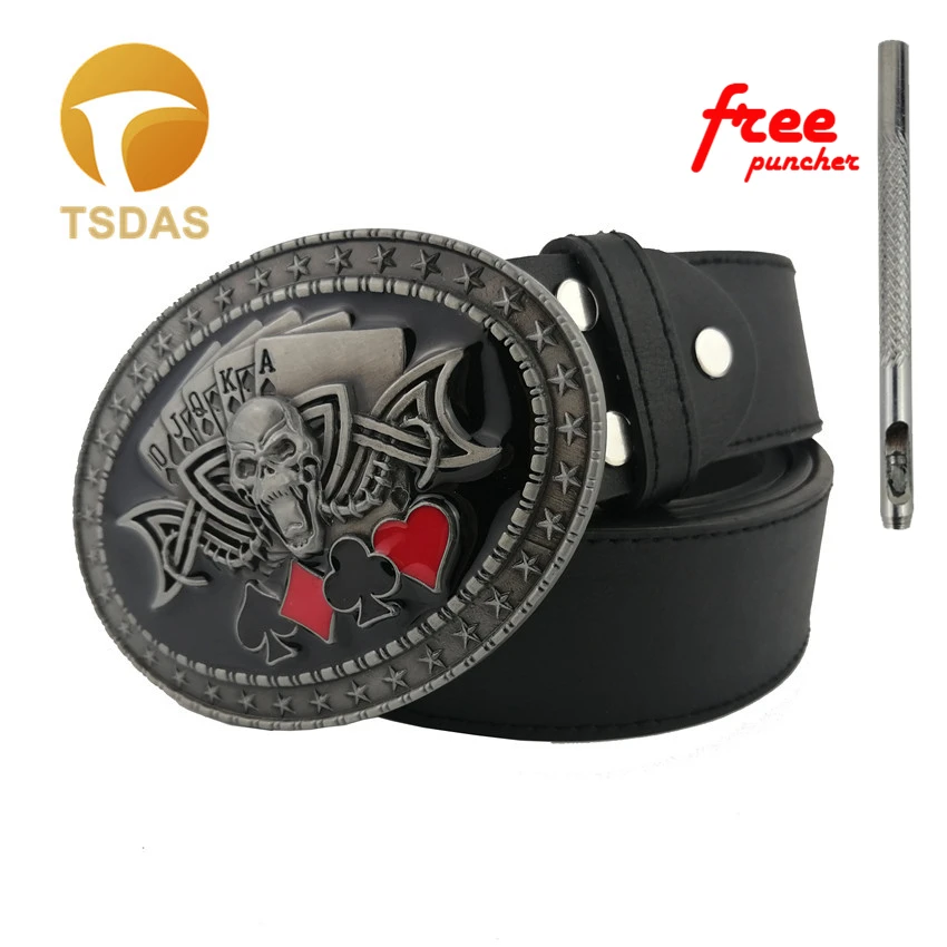 Ковбойские ковбойские и крест Череп покер металлический съемный ремень пряжка