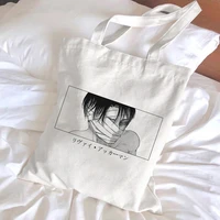anime levi attack on titan tote bag shopper bags shingeki no kyojin shopping bag shoulder bag women canvas bag handbag reusable