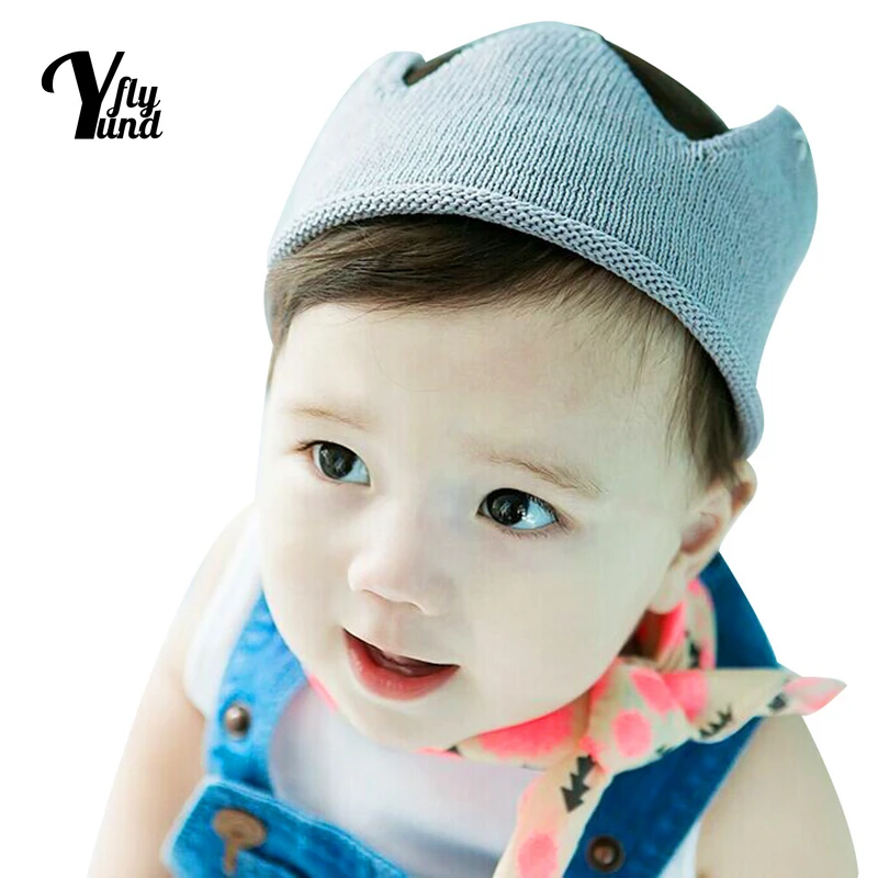 

Yundfly Infant Soft Comfortable Knitting Wool Cap Solid Color Handmade Crochet Crown Hat Baby Headwear Birthday Gift Photo Props