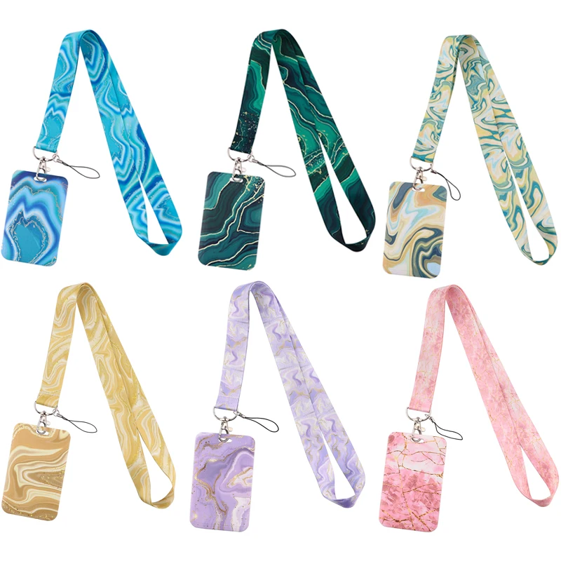 

MD1555 Marble Printing Lanyard For Keychain ID Card Cover Passport Student Cellphone USB Badge Holder Mobile Phone Accessories