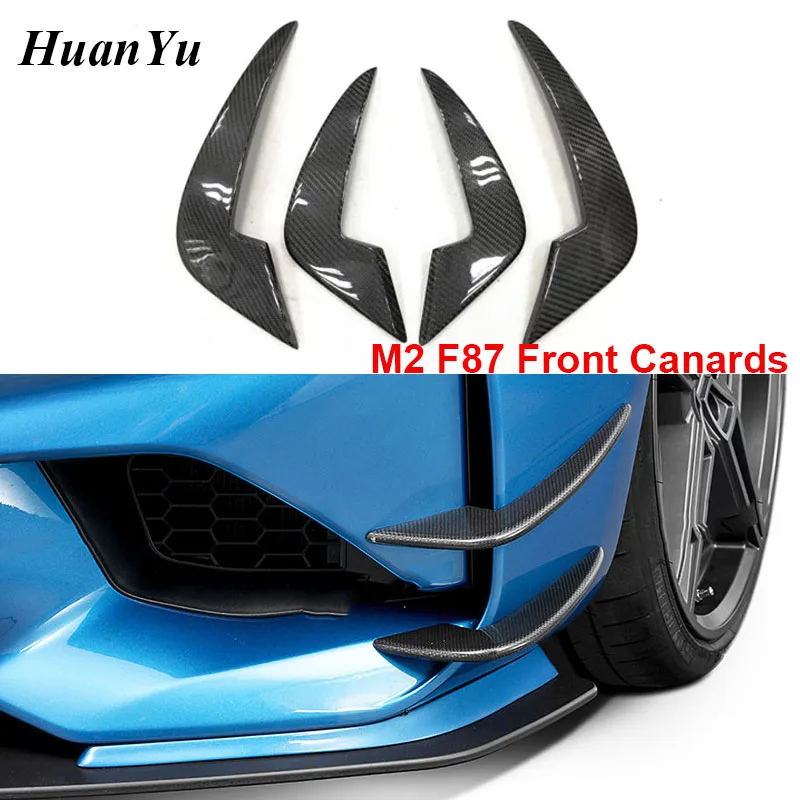 

4pcs/Set M2 F87 Front Bumper Canards for BMW 2 Series Carbon Fiber Splitters Air vent Lips 2016 + Exterior Trims Styling Parts