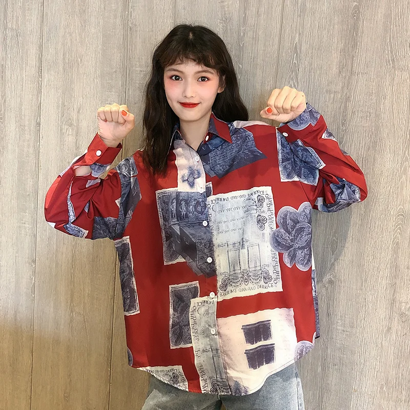 Harajuku Модные женские топы и блузки с принтом весна 2020 модные Ins Blusas Mujer