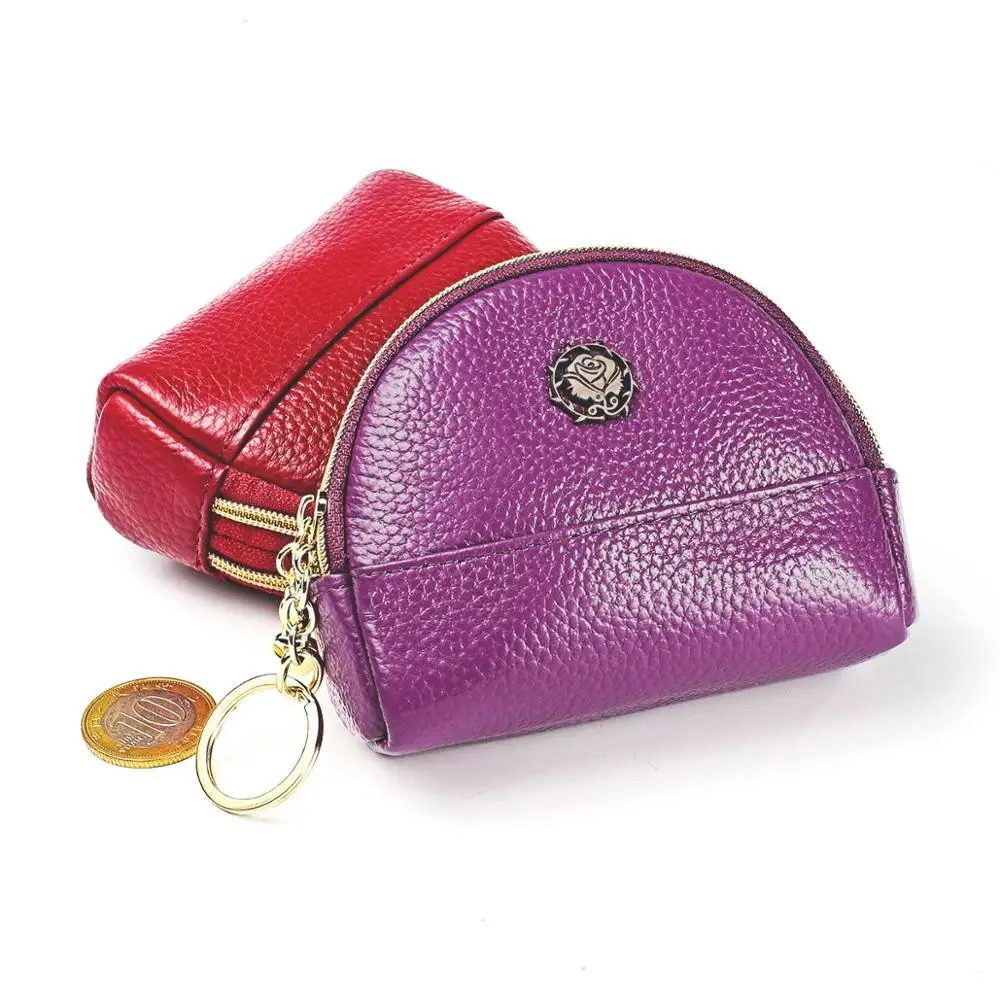 Модный женский кошелек для монет маленький из натуральной кожи с двойной молнией