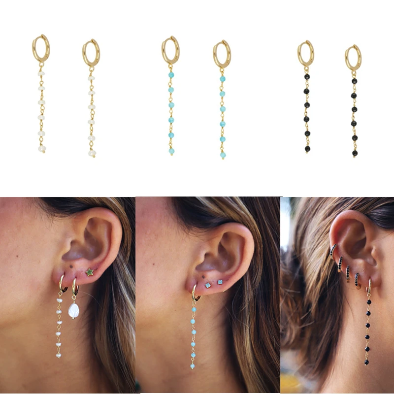 

Long Tassel Earring Fashion Jewelry Exquisite Korean INS Bling Zircon Drop Earrings Summer Piercing Aretes Pendientes For Women