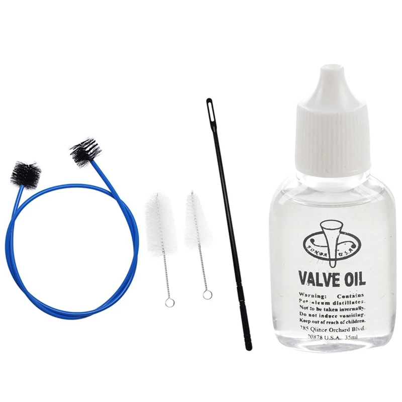 

1 Pcs 30Ml Bras S Instruments Saxophone Lubricating Oil & 1 Set Trumpet Cornet Maintenance Cleaning Kit Brush