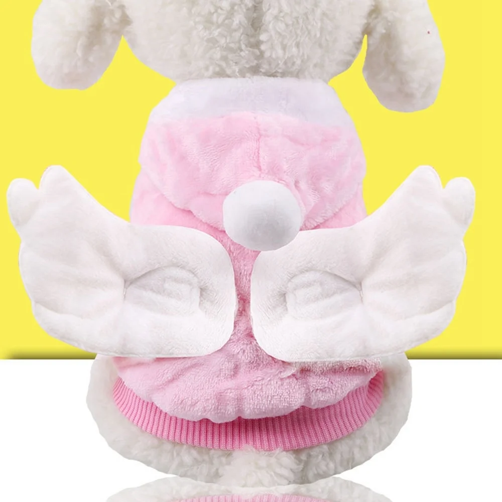 

Зимняя одежда для собак с крыльями ангела, теплое флисовое пальто для собак, милая одежда для французского бульдога чихуахуа, одежда для щен...