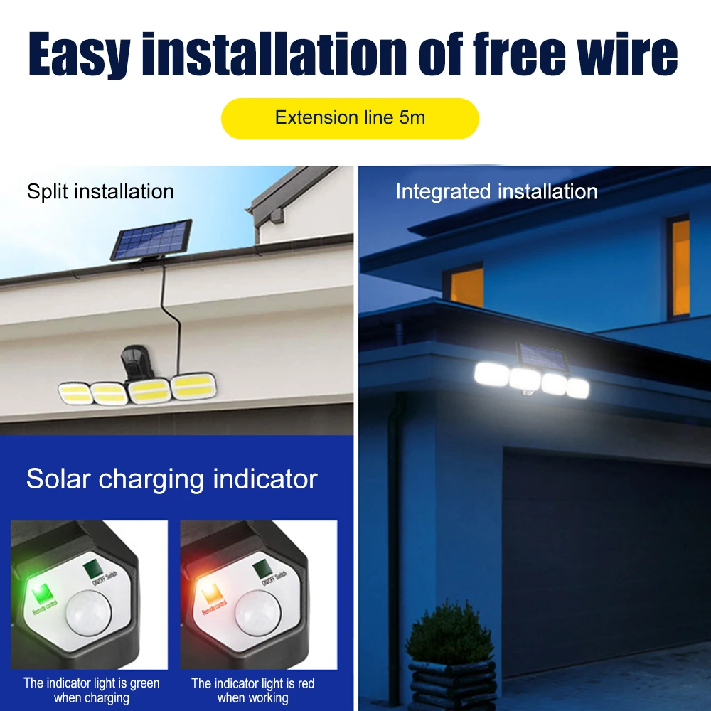 

Solar Wall Light Four-head Rotatable Motion Sensor Lights Outdoor Garden 200led/240cob Waterproof Wall Lamp Garden Lighting