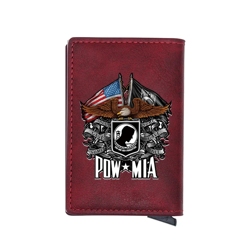 

New Arrival POW MIA American Flag Eagle Multifunction Digital Printing Leather Card Holder Wallet Retro Men Women Short Purse